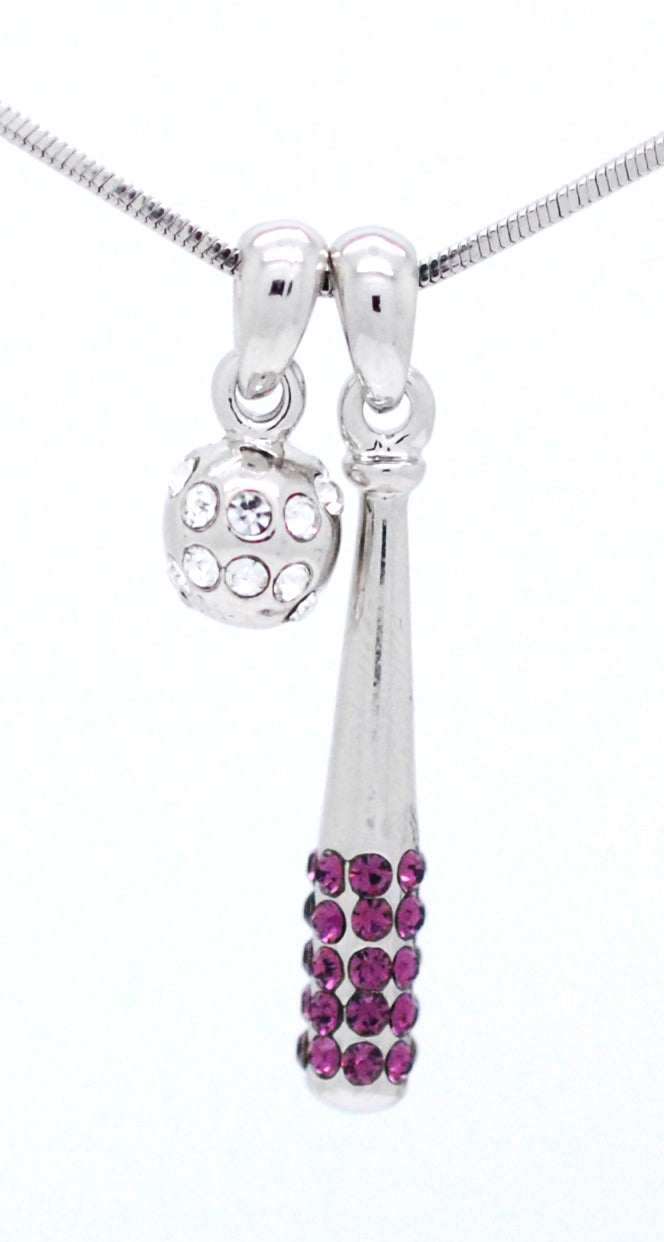 Baseball/Softball Bat and Ball Necklace - One Color Bat