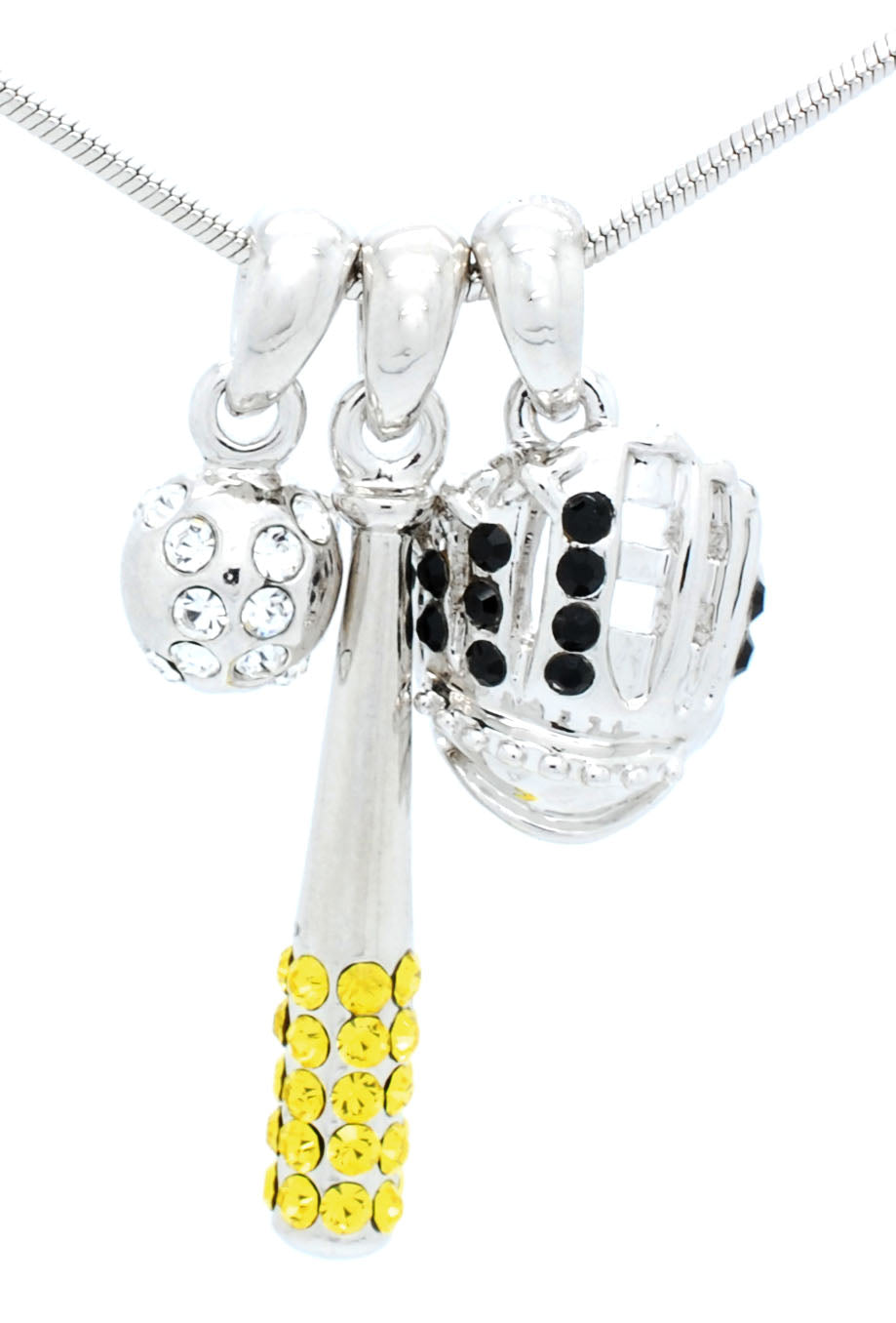 Bat/CLEAR Ball/Glove Combo Necklace