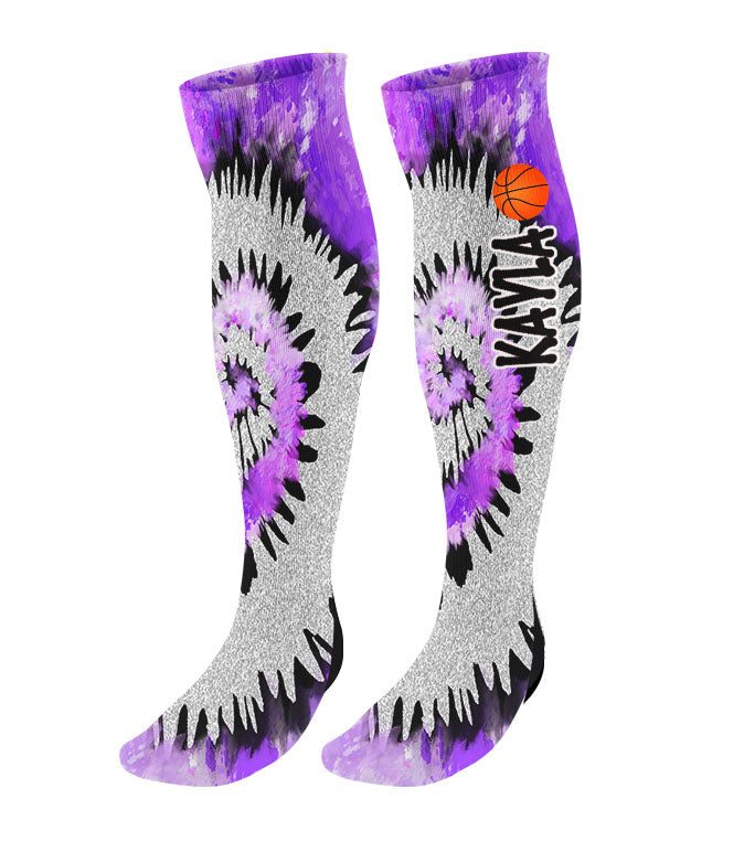 Personalized Tie Dye Basketball Knee High Socks
