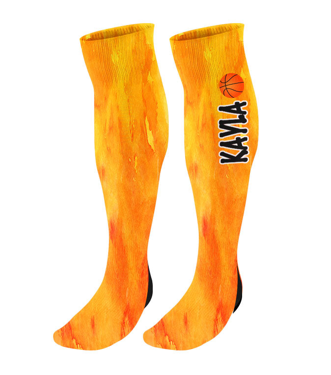 Personalized Basketball Knee High Socks - Watercolor Background