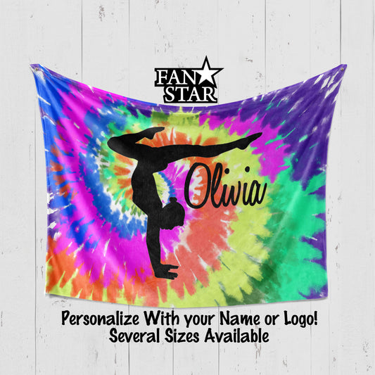 Personalized Tie Dye Gymnast Beam Blanket, Plush Blanket