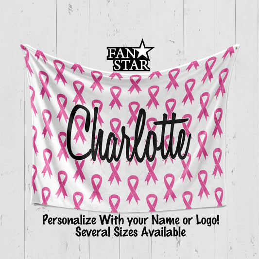 Personalized Pink Ribbon Blanket, Plush Blanket