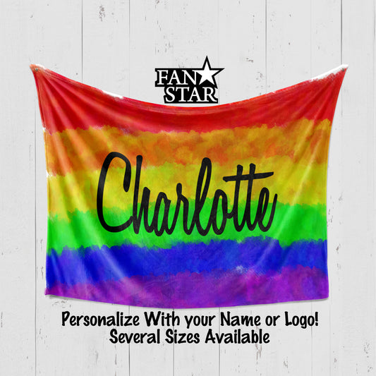 Personalized Rainbow Blanket, Plush Blanket