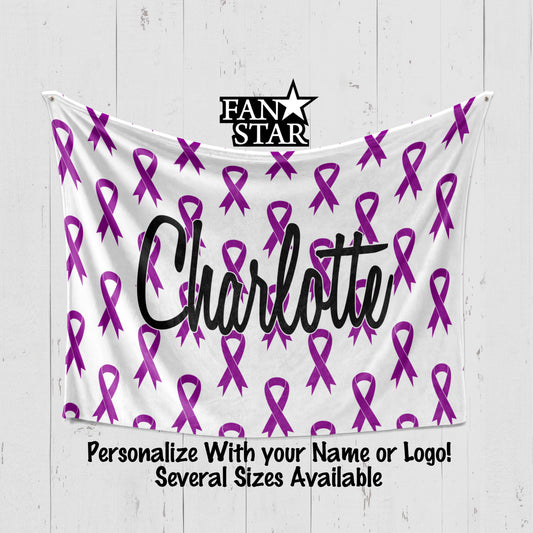 Personalized Purple Ribbon Blanket, Plush Blanket