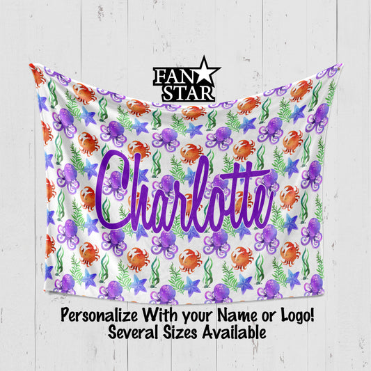 Personalized Sea Life Blanket, Plush Blanket