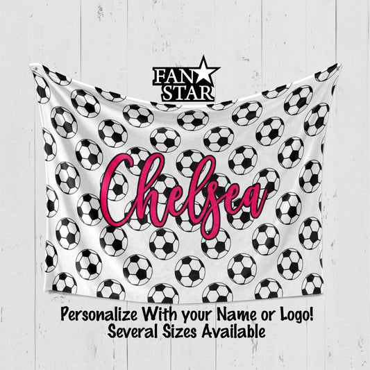 Personalized Soccer Blanket, Plush Blanket
