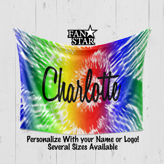 Personalized Rainbow Tie dye Blanket, Plush Blanket