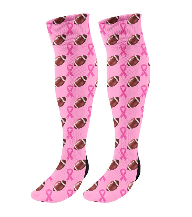 Personalized Football Breast Cancer Awareness Ribbon Knee High Socks