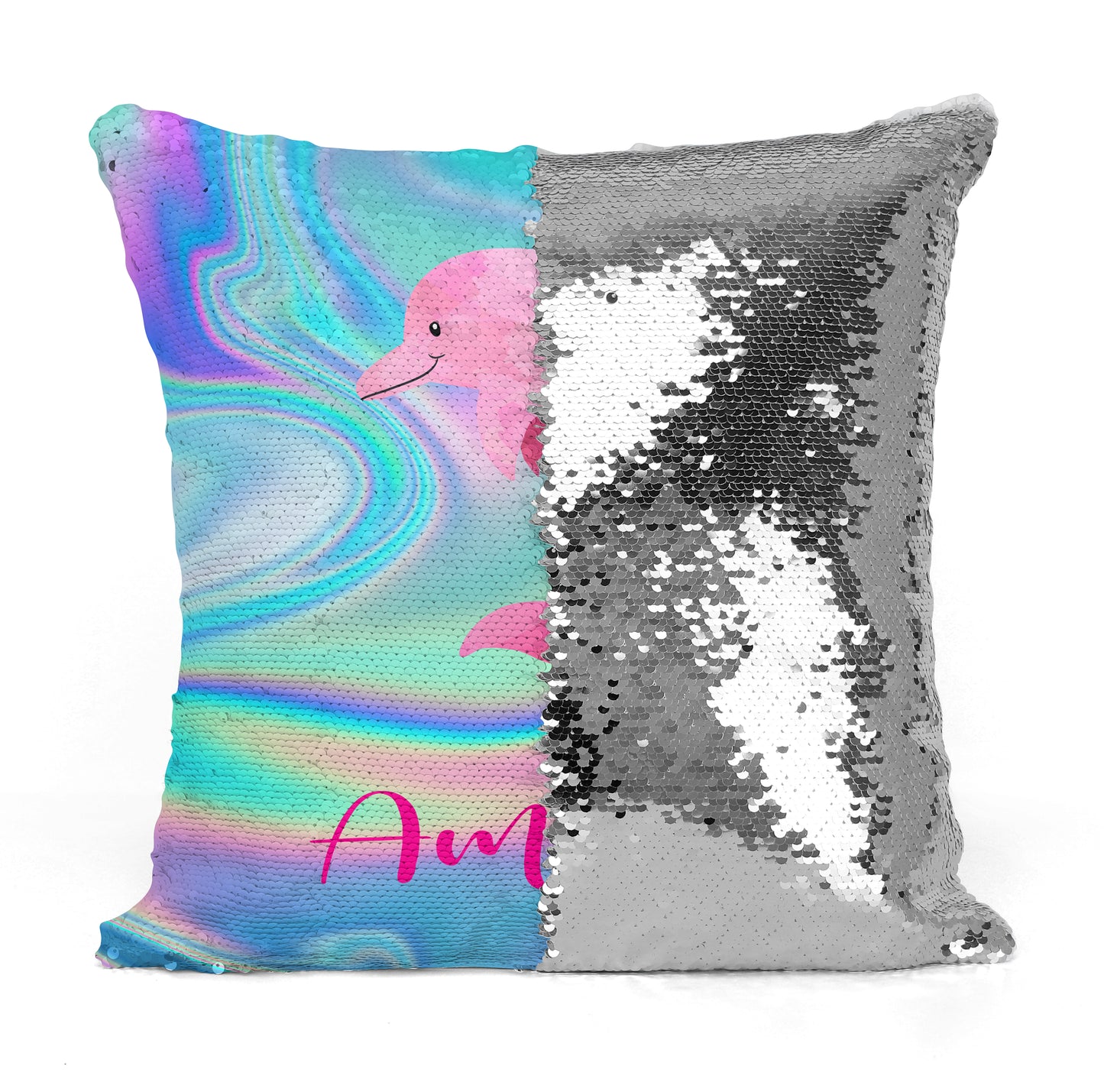Custom Personalized DOLPHIN Sequin Mermaid Flip Pillow