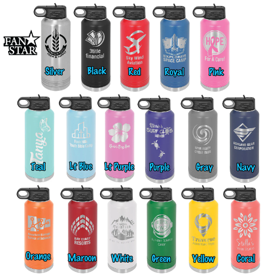 Engraved Golf Stainless Steel Water Bottle, Choose Your Customizations