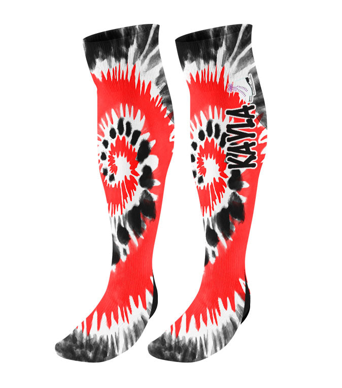 Personalized Figure Skating Knee High Socks - Tie Dye Background