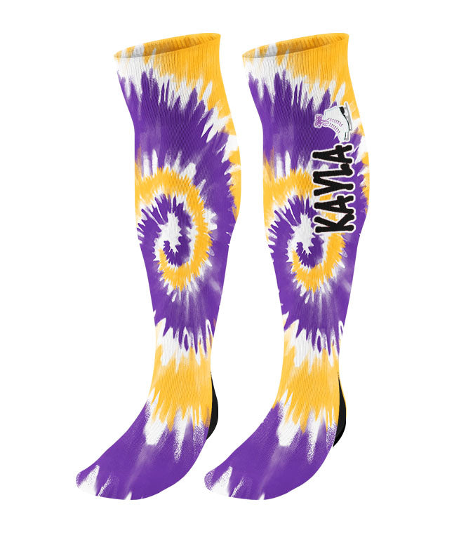 Personalized Figure Skating Knee High Socks - Tie Dye Background