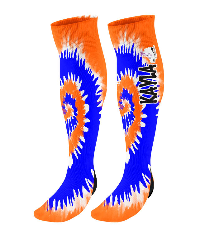 Personalized Figure Skating Knee High Socks - Tie Dye Background