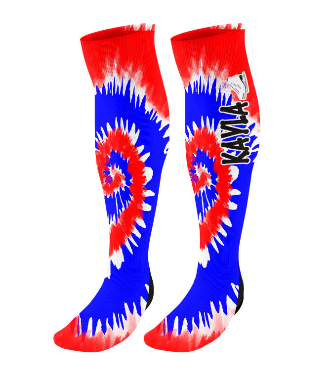 Personalized Figure Skating Knee High Socks - Tie Dye Background