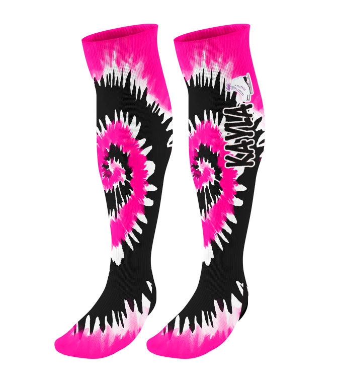 Personalized Figure Skating Knee High Socks - Tie Dye Background