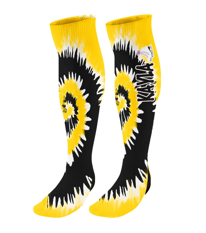 Personalized Figure Skating Knee High Socks - Tie Dye Background