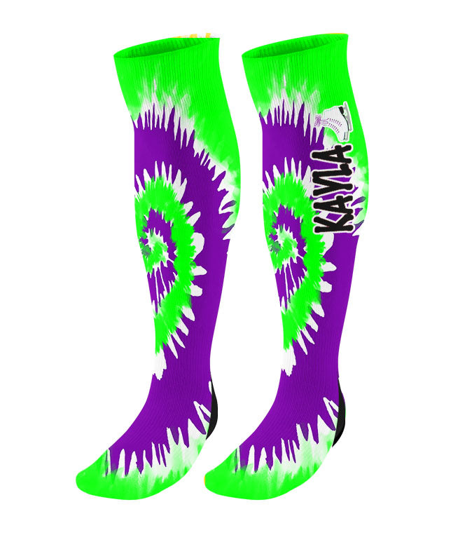 Personalized Figure Skating Knee High Socks - Tie Dye Background