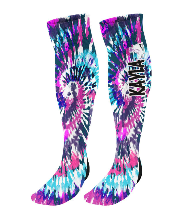 Personalized Figure Skating Knee High Socks - Tie Dye Background