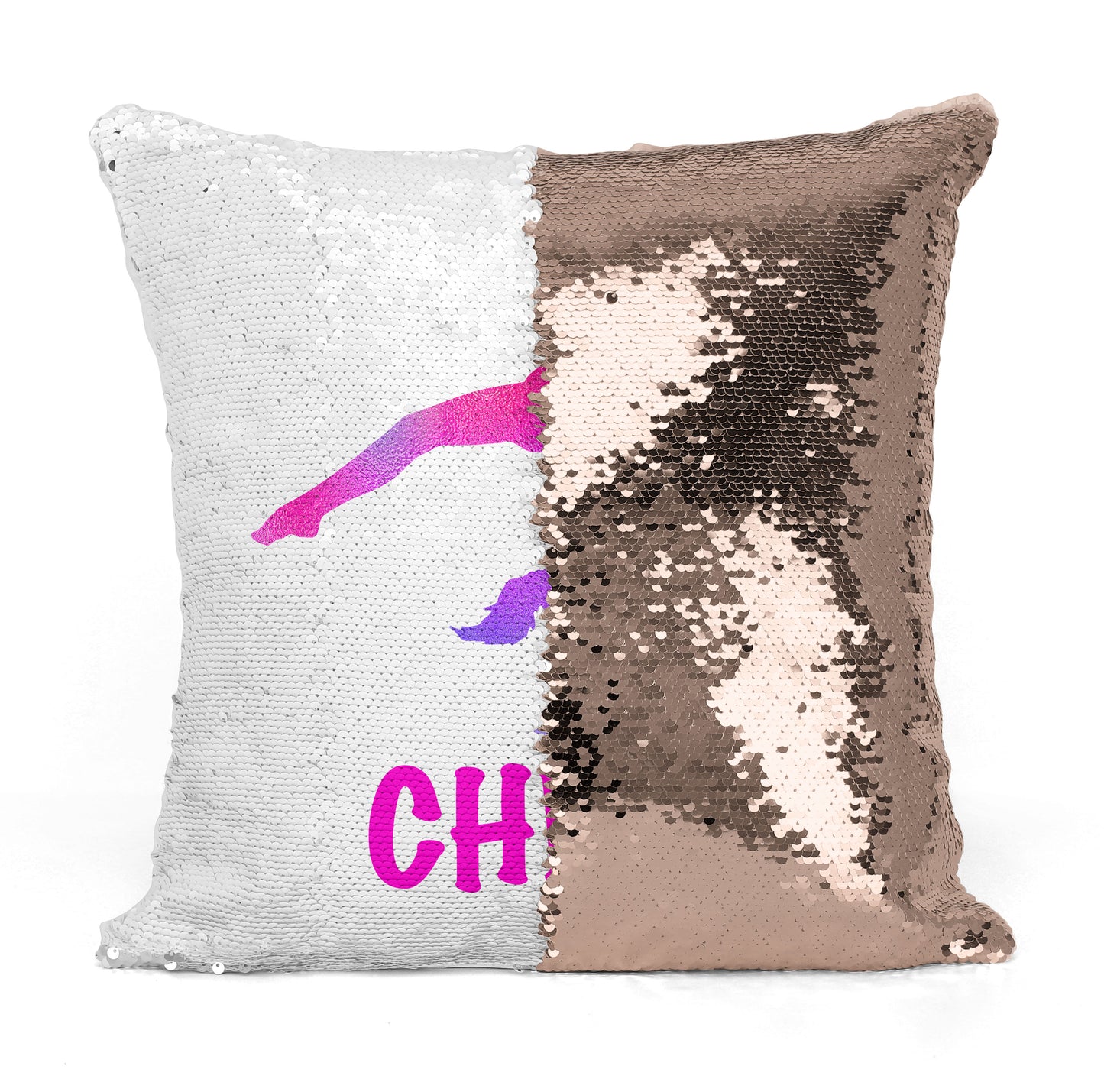 Personalized GYMNAST Mermaid Sequin Flip PILLOW - Blue/Pink Watercolor