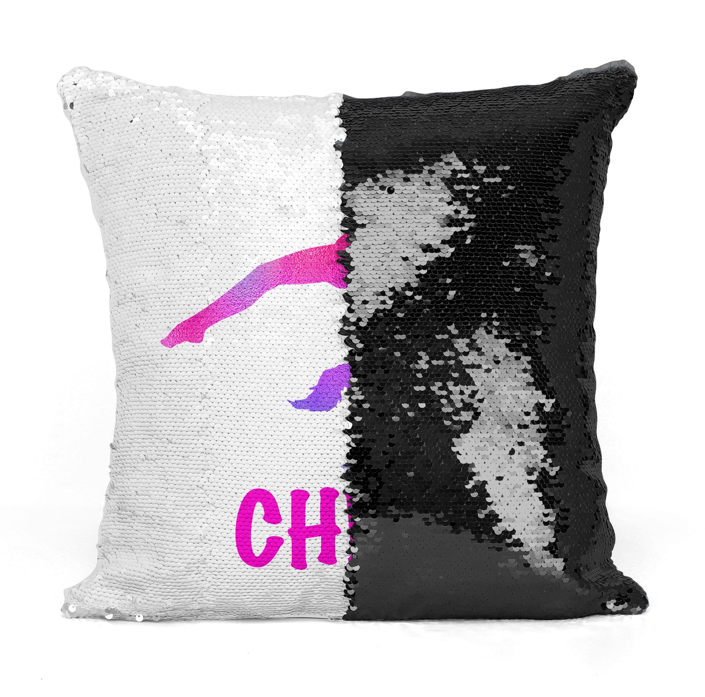 Personalized GYMNAST Mermaid Sequin Flip PILLOW - Blue/Pink Watercolor