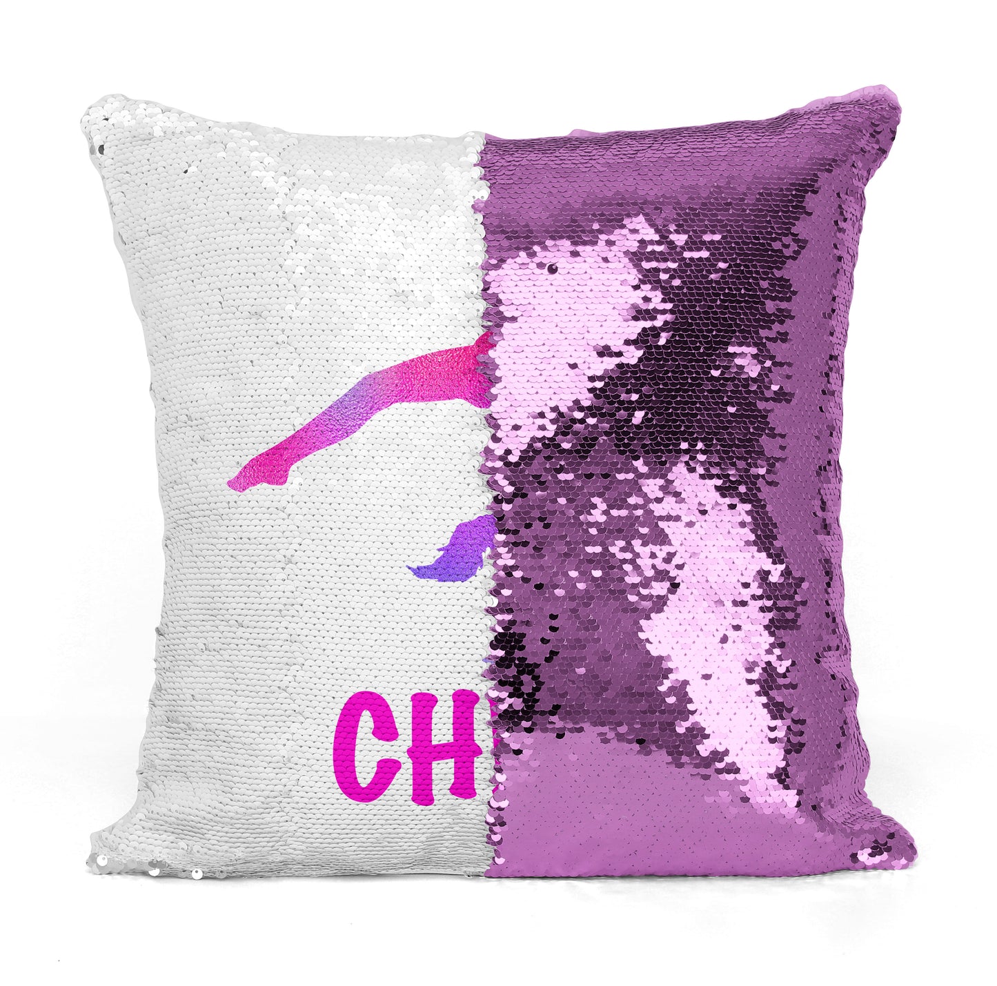 Personalized GYMNAST Mermaid Sequin Flip PILLOW - Blue/Pink Watercolor