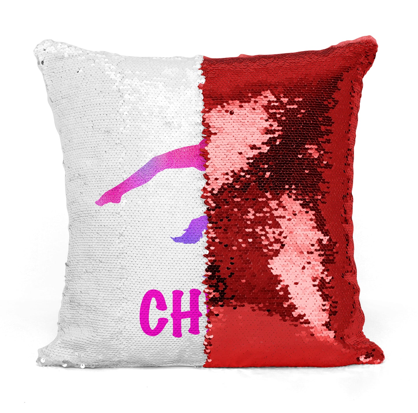 Personalized GYMNAST Mermaid Sequin Flip PILLOW - Blue/Pink Watercolor