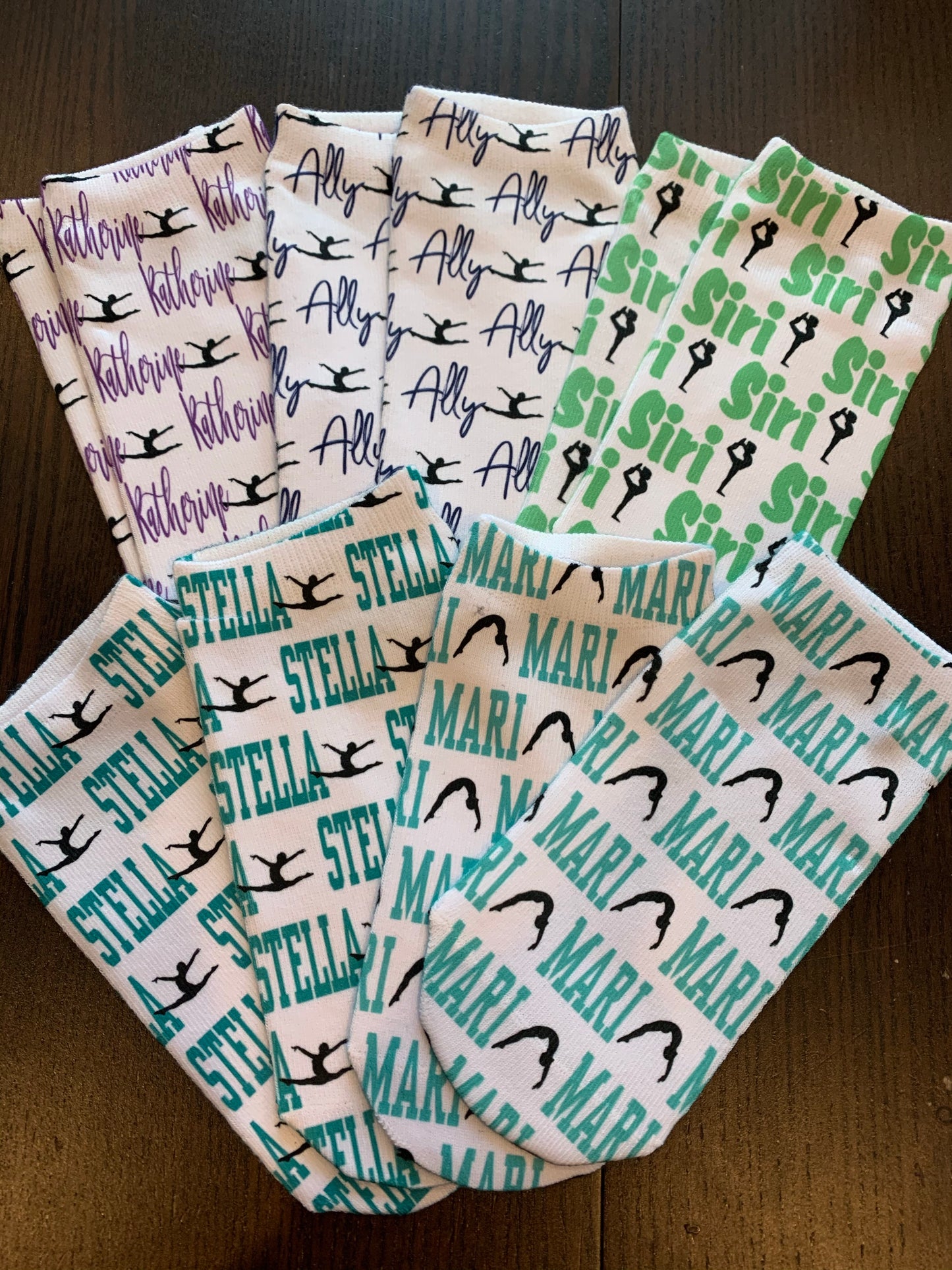 Personalized Gymnast Dancer Ankle Socks - Fits Sizes 4-10 - Great Team Gift