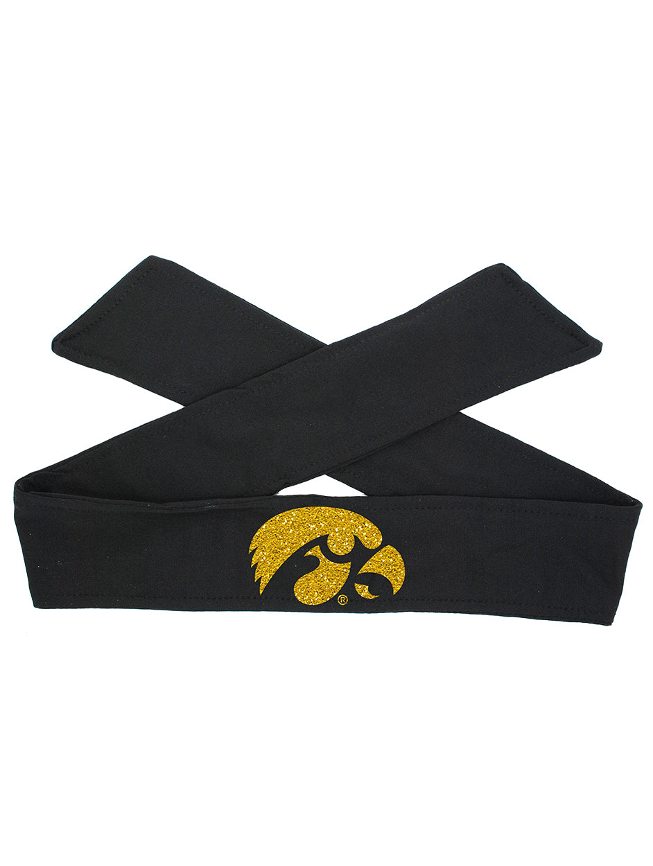Iowa Tie Headband Hawkeye - Black or White