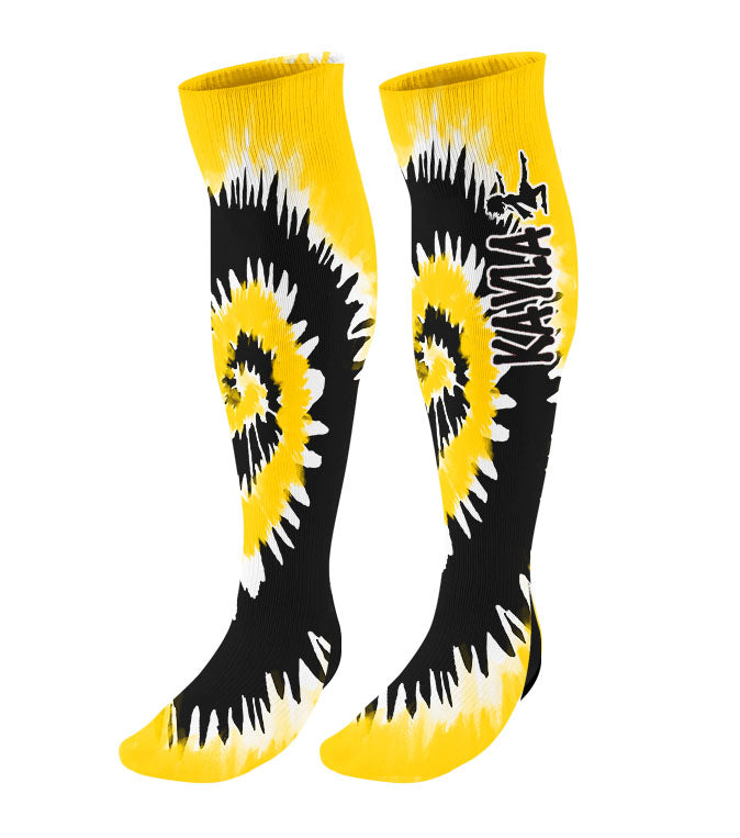 Personalized Baton Twirling Knee High Socks - Tie Dye Background