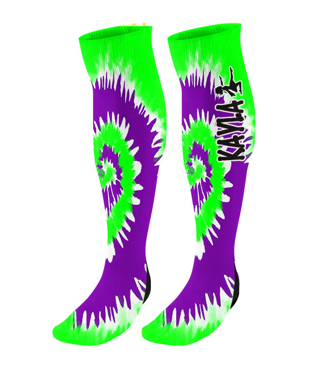 Personalized Baton Twirling Knee High Socks - Tie Dye Background