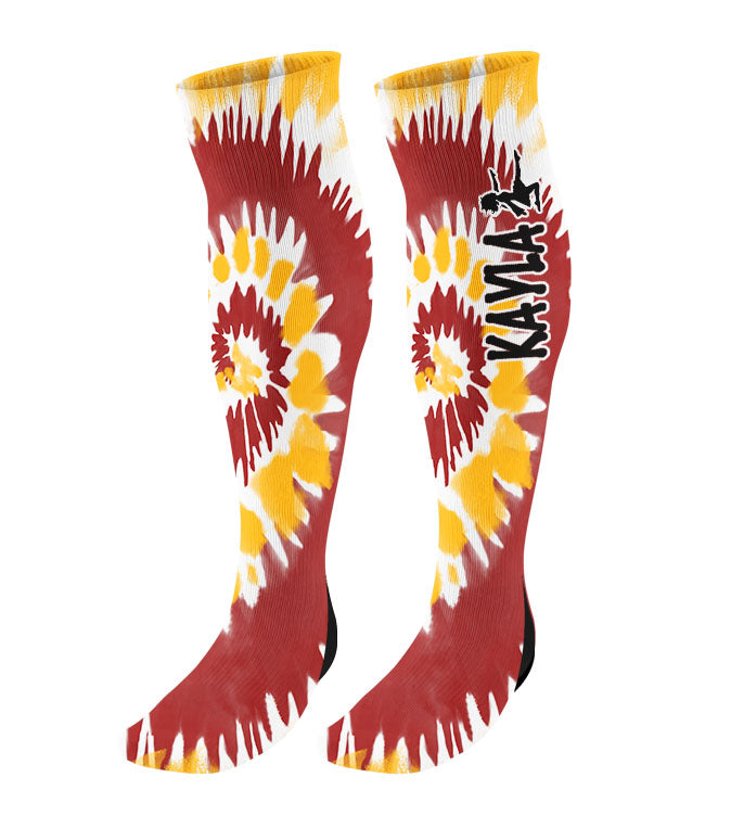 Personalized Baton Twirling Knee High Socks - Tie Dye Background