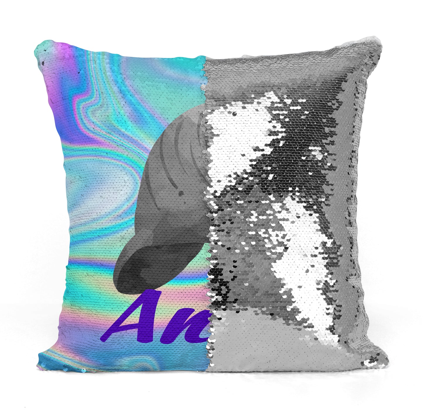 Custom Personalized MANATEE Sequin Mermaid Flip Pillow