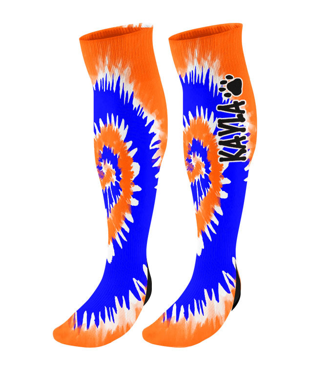 Personalized Paw Print Knee High Socks - Tie Dye Background