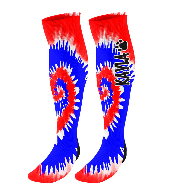 Personalized Paw Print Knee High Socks - Tie Dye Background
