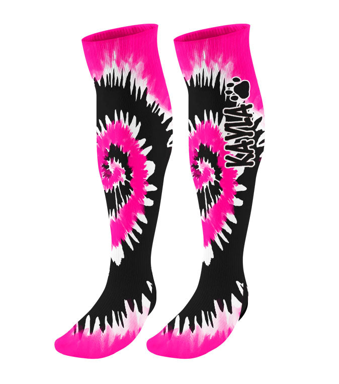 Personalized Paw Print Knee High Socks - Tie Dye Background