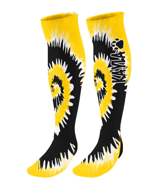 Personalized Paw Print Knee High Socks - Tie Dye Background
