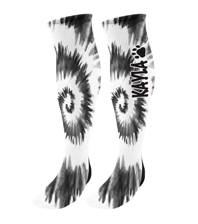Personalized Paw Print Knee High Socks - Tie Dye Background