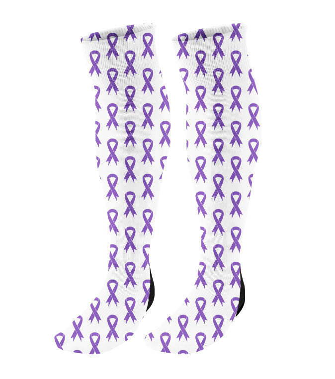 Personalized Awareness Ribbon Knee High Socks - All Colors Available