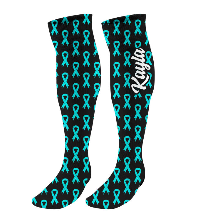 Personalized Awareness Ribbon Knee High Socks - All Colors Available