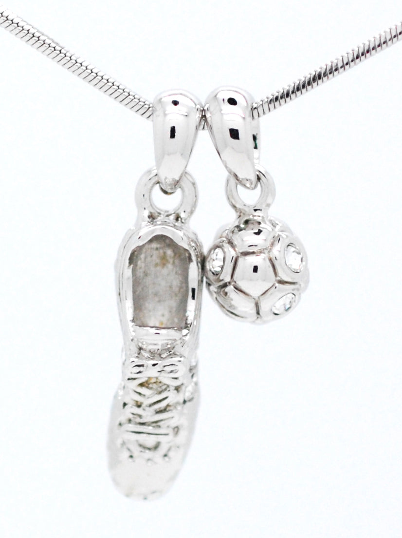 Soccer Ball and Shoe Pendant Necklace