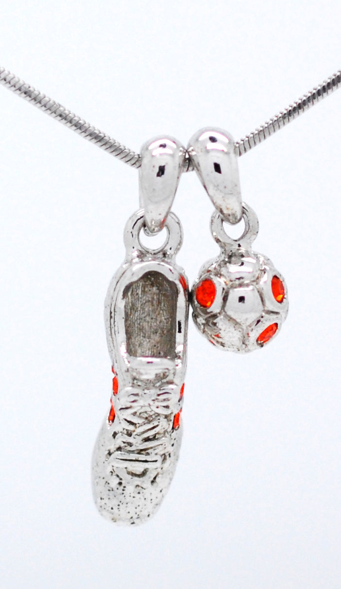 Soccer Ball and Shoe Pendant Necklace