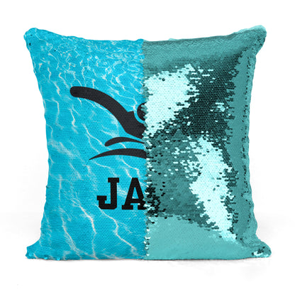 Custom Personalized SWIMMER BUTTERFLY Sequin Mermaid Flip Pillow