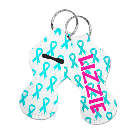 Teal Ribbon Chapstick Holder