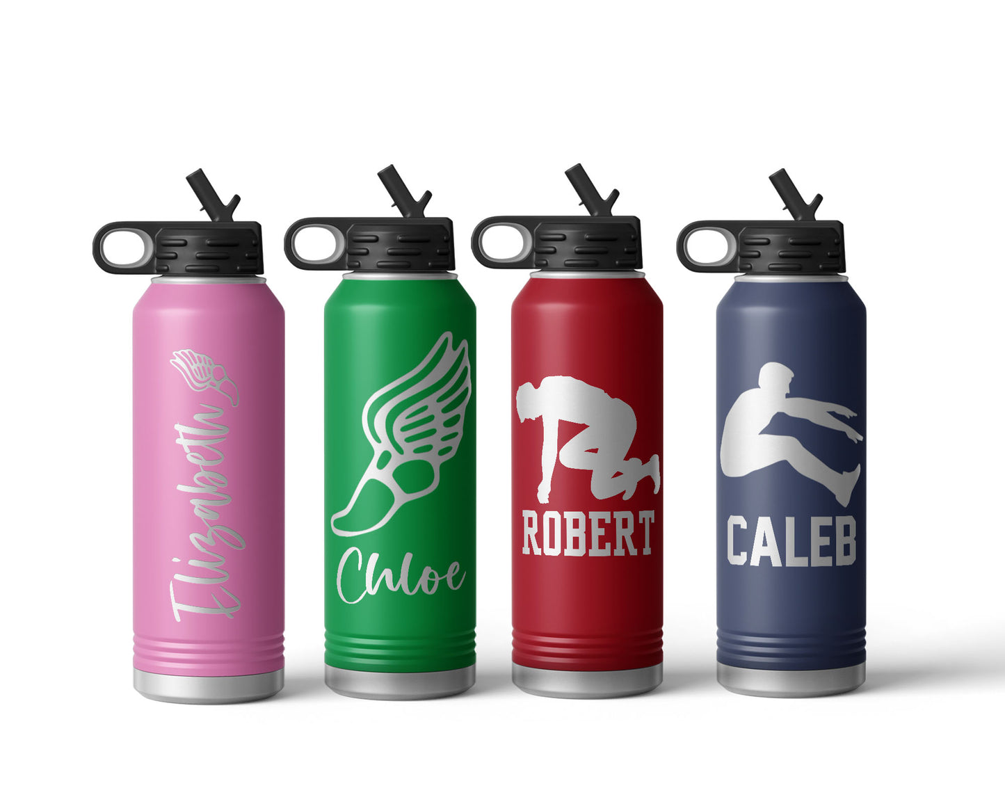 Engraved Track Stainless Steel Water Bottle, Choose Your Customizations