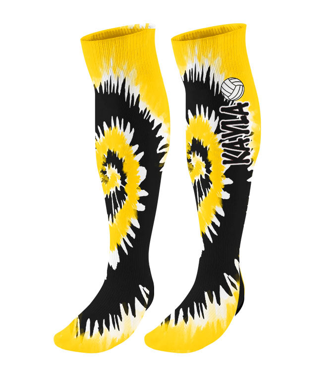 Personalized Volleyball Knee High Socks - Tie Dye Background