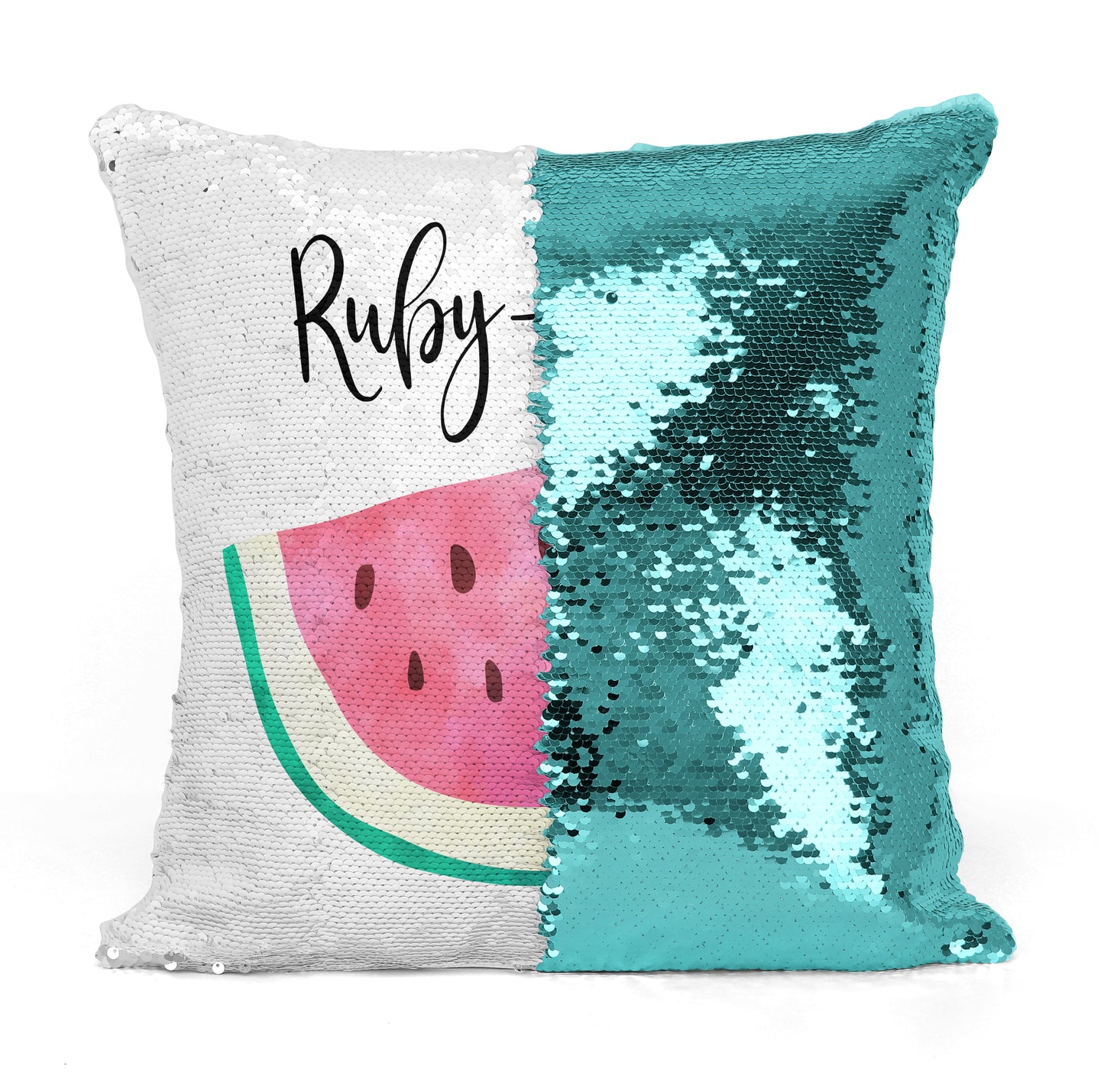 Custom Personalized WATERMELLON Sequin Mermaid Flip Pillow