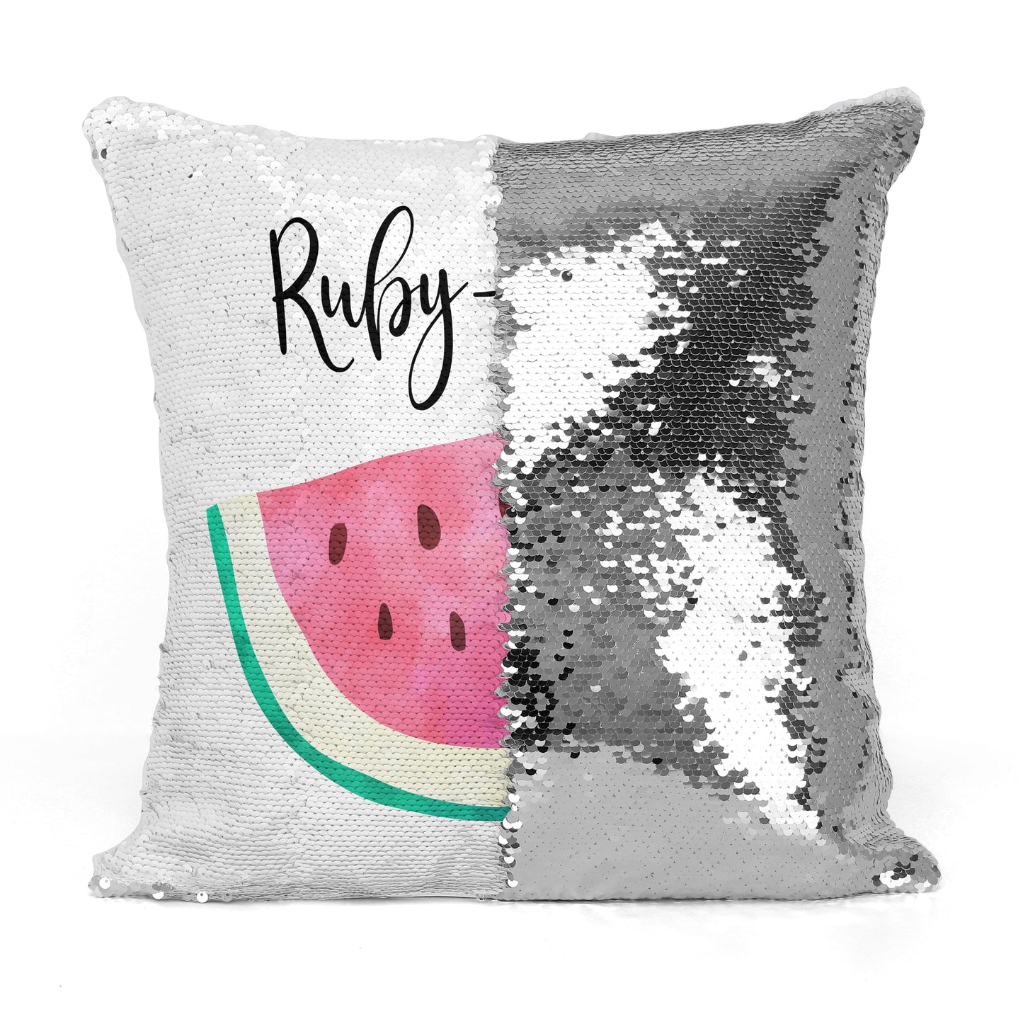 Custom Personalized WATERMELLON Sequin Mermaid Flip Pillow