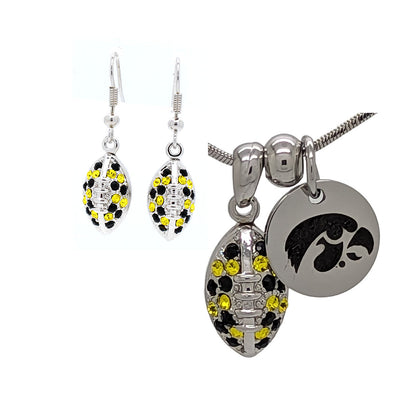 Football Necklace & Earring Set Mini - Iowa