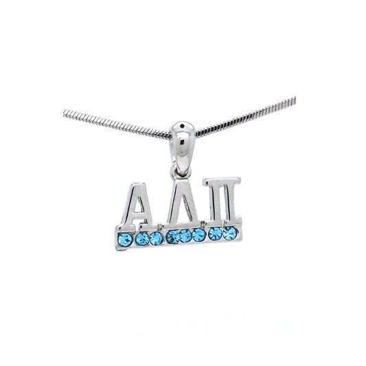 Alpha Delta Pi Crystal Pendant Necklace - Blue