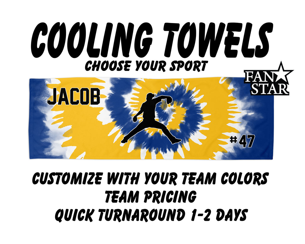 Baseball Cooling Towel with Tie Dye Background